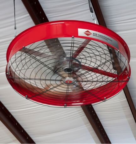 AirFocus, the ceiling or wall mounted drum fan hanging from a ceiling. 